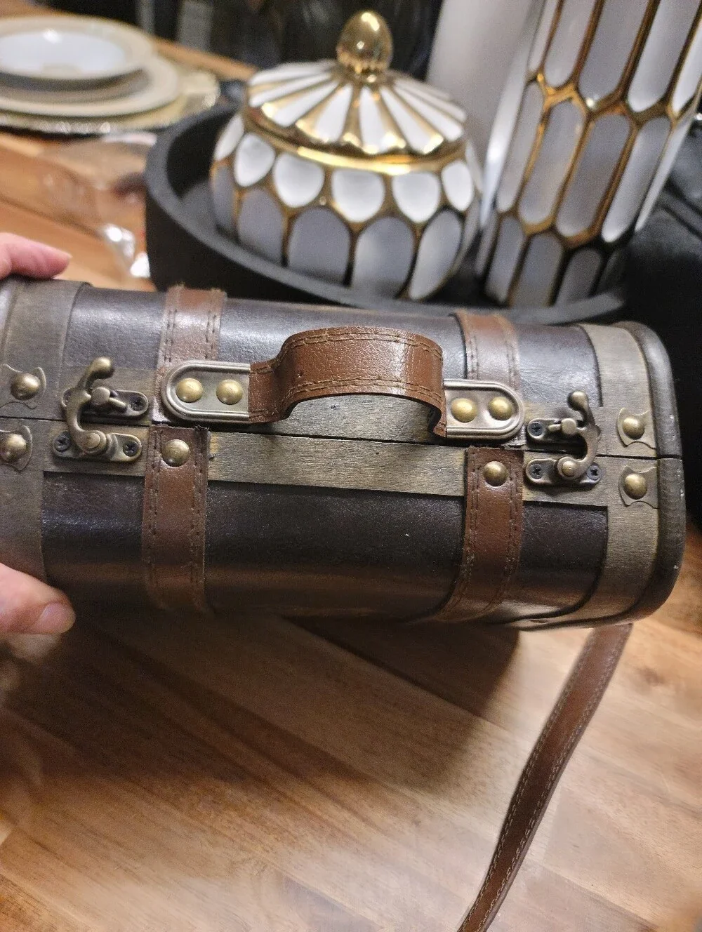Hogwarts Crest Brown Faux-Leather Men's Crossbody Bag Wooden TRUNK